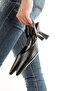 '' Rengi̇n'' Black Leather Pointed Toe Open Back 9 cm Goblet Heel Women's Shoes New Season - 3