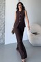 Women's Double Bottom Top Set Stylish Button Detailed Crew Neck Regular Vest Pants Set - 3
