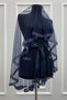 Navy Blue Bridal Veil Set, Glass Beads and Pearls, Henna Night Veil Face Cover Set 6 Pieces