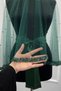 Green Bridal Veil Set, Glass Beads and Pearls, Henna Night Veil Face Cover Set 6 Pieces - 8