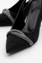 Women's Stone Heeled Shoes Black Glitter - 3