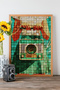 One Piece Real Raw Wooden Framed Popart Mosaic Striped Table - Model 11