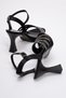 Women's Piping Stone Heeled Sandals Black Satin - 4