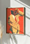 One Piece Real Raw Wood Framed Popart Square Striped Painting - Model 22 - 2