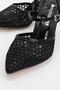 Women's Mesh Heeled Shoes with Elastic Back Black Patent Leather - 3