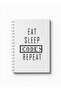 دفتر ملاحظات حلزوني مع غلافين أمامي وخلفي صلبين بتصميم Eat Sleep Code Repeat - 5