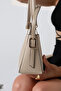 Beige Small Bucket Model Women's Bag Single-Compartment Crisscross Straps Shoulder and Clutch Bag - 7