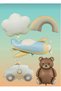 Retro Police Car Plane Cream Retro Cloud Rainbowfoil Balloon Birthday Party Set Decoration