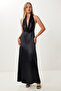 Degaje Collar Satin Surface Dress Lfg0033 Black