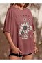 Women's Oversize T-Shirt - Dusty Rose with Floral Pattern |   Comfortable and Stylish Daily Combination - 3