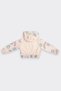 Girl's Salmon Raincoat with Checkerboard and Floral Pattern - 5