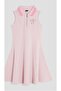 Girl's Pink Sleeveless Bow Collar Dress