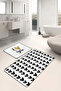 Black Hearts and Gold Heart Written Patterned Set of 2 Non-Slip Base Washable Bath Mat Set - 3