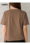 Love Yourself Printed Cotton Fabric Girl Light Brown T-Shirt - 4