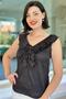 Jacquard Blouse with Flounce Collar and Zero Sleeves 5Y468