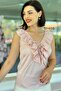 Jacquard Blouse with Flounce Collar and Zero Sleeves 5Y468