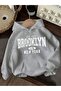 New York Brooklyn Printed Oversize Sweatshirt