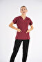 Burgundy Dr.Greys Model Lycra Nurse Doctor Uniform Scrubs Single Top Unisex Bat Sleeve - 2