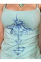 Flower Pattern Thin Strap Blue Bodysuit - 2