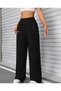 Women's Seasonal Loose Wide Leg High Waist Navy Blue Sweatpants-Asel01 - 7