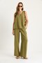 Women's Bitter Coffee V-Neck Strap Blouse Palazzo Pants Bottom-Top Set 3142 60283115 - 2