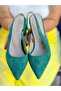 Maria Green Cow Suede 5 cm Heel Sandals - 7