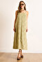 Women's Khaki Strap Adjustable Textured Midi Dress Elb-19002495 - 2