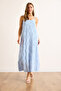 Women's Blue Strap Adjustable Textured Midi Dress Elb-19002495 - 2