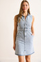 Women Light Blue Half Button Pocket Mini Denim Dress Elb-19002492