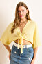 Women's Yellow Wrinkled Kimono Blouse Blz-19003068 - 6