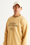 Men's Mustard Oversize Loose Cut 3 Thread Crew Neck Cotton Sweatshirt with Fleece Inside