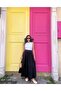 تنورة بوبلين واسعة باللون الأسود - 3