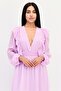 Women Textured Midi Dress, Light Purple - 2