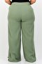 Women Regular Fit Plain Wide Leg Pants, Sage Green - 2