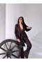 Women's double belted blazer jacket pants set - 3