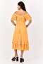 Women Plain Casual Midi Dress, Orange - 3