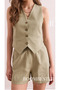 Women's Premium Quality Linen Flam Shorts Lined with Elastic Waist - 4