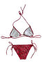 Women's Red Snakeskin Pattern Halter Neck Tie-Up Triangle Bikini Set Hzl25S-Lc5005 - 5