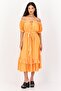 Women Plain Casual Midi Dress, Orange