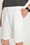 Men's Regular Fit Classic Cut Waist Lace-Up 3 Pocket Striped White Shorts - 3