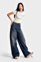 Women's T.Kot Color 2W5-8 Straight Palazzo Fit Leg Lace-Up Super Loose Cut 100% Cotton Denim Jean - 6