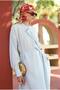 Wide Collar Pleated Detail Dress Ice Blue - 3