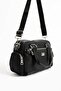 Women's Multi-Eye Black Satin Water Resistant Adjustable Cross Strap Hand and Shoulder Bag Pbs1422 - 2