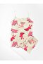 Girl's 100% Cotton Fabric Ecru Rabbit Patterned Thin Strap Athlete Boxer Set - 3