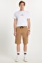 Men's Relax Fit Relaxed Fit 100% Cotton Cargo Pocket Camel Capri Shorts - 4