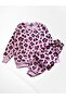 Girls' Cotton Fabric Hooded Pink Leopard Patterned Long Sleeve Winter Pajama Set - 2