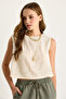 Women's Cream Sleeveless Linen Blouse 3419-1 60282023 - 4