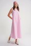 4690 Women's Crew Neck Zero Sleeve Midi Parachute Dress Pink