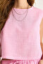 Women's Candy Pink Sleeveless Linen Blouse 3419-1 60282023 - 5