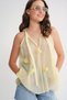 4719 Women's Floral Detailed Transparent Tie-Up Blouse Yellow - 2